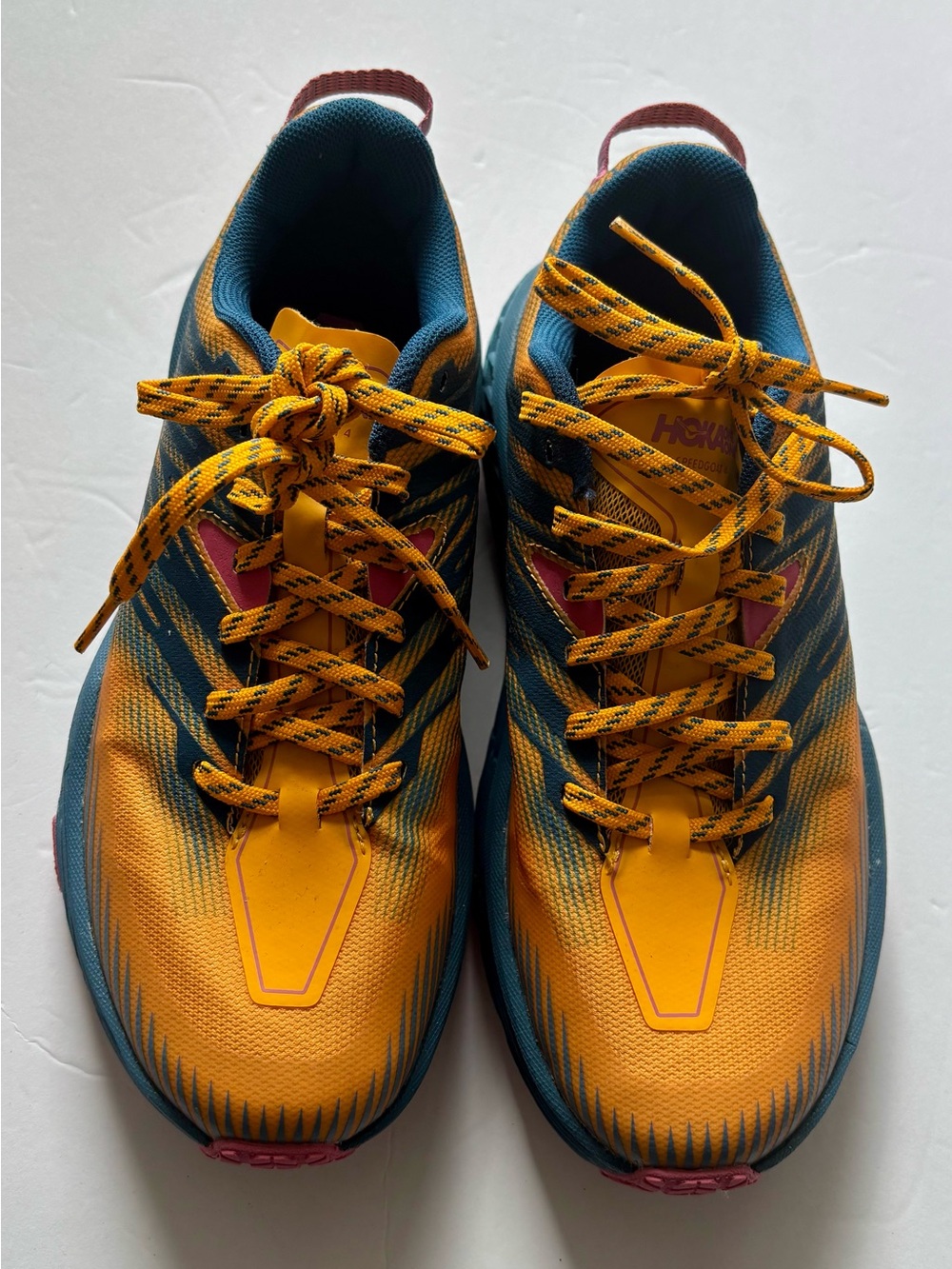 Hoka One Speedgoat 4 Yellow and Teal Running Shoes